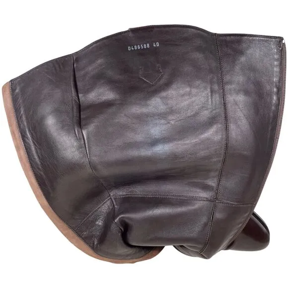 AGL ATTILIO GIUSTI LEOMBRUNI Tall Riding Leather Boots Size 10 Size 40 Brown
