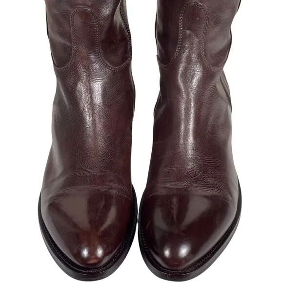 AGL ATTILIO GIUSTI LEOMBRUNI Tall Riding Leather Boots Size 10 Size 40 Brown