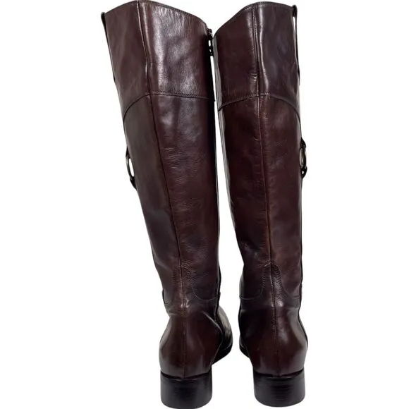AGL ATTILIO GIUSTI LEOMBRUNI Tall Riding Leather Boots Size 10 Size 40 Brown