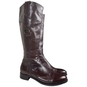 AGL ATTILIO GIUSTI LEOMBRUNI Tall Riding Leather Boots Size 10 Size 40 Brown