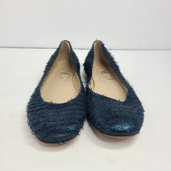 AGL Attilio Giusti Leombruni Womens Navy Blue Fringe Ballet Flats Shoes Sz EU 36