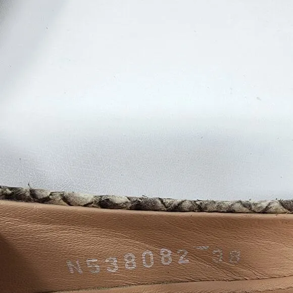 AGL Flats Women EU38/US8M Pointy Toe Snake Embossed Leather Taupe Brown