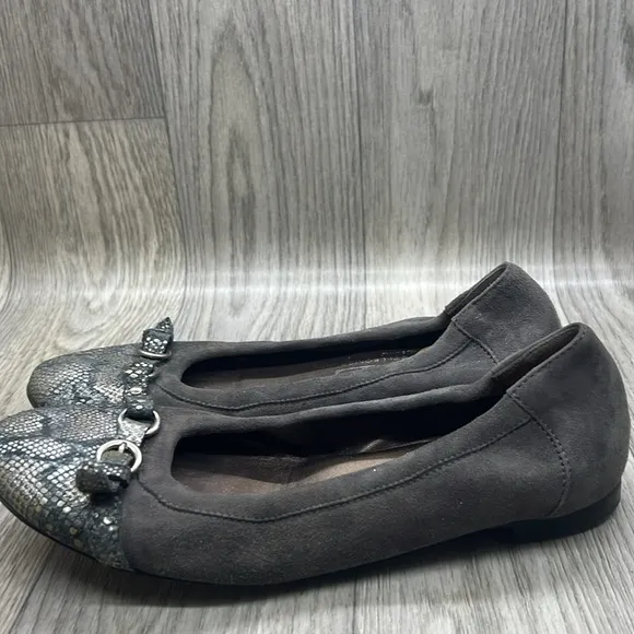 AGL Leather Snake Print Tip Ballet Flats