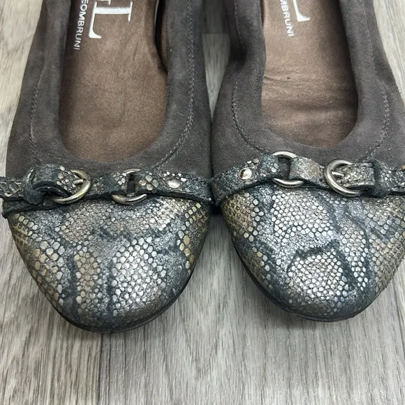 AGL Leather Snake Print Tip Ballet Flats