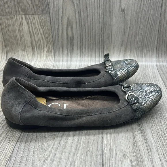 AGL Leather Snake Print Tip Ballet Flats
