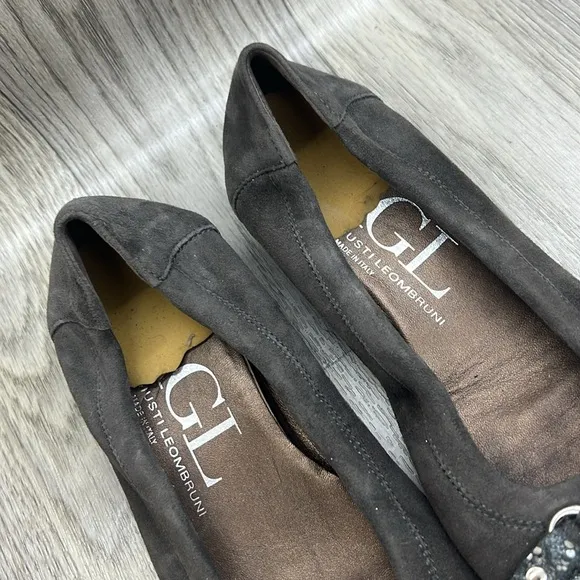AGL Leather Snake Print Tip Ballet Flats