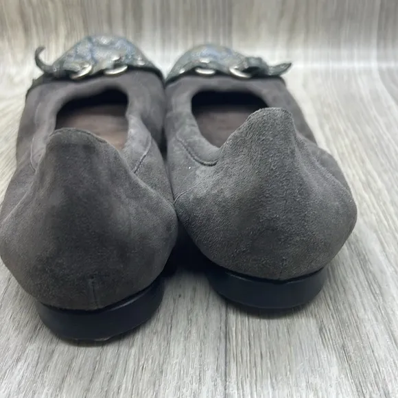 AGL Leather Snake Print Tip Ballet Flats