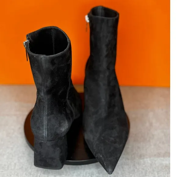 AGL Mimma Pointed Toe Heel Side Zip Block Heel Bootie Size EU 40 US 10