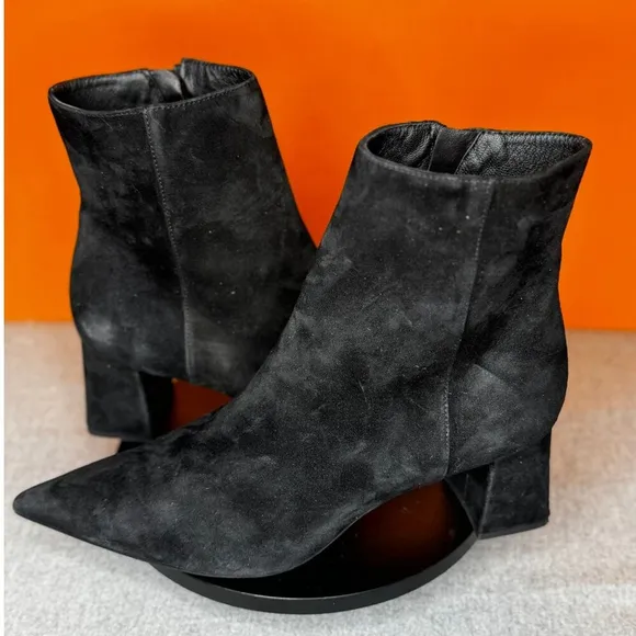 AGL Mimma Pointed Toe Heel Side Zip Block Heel Bootie Size EU 40 US 10