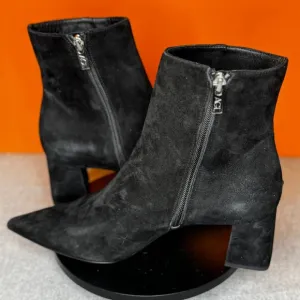AGL Mimma Pointed Toe Heel Side Zip Block Heel Bootie Size EU 40 US 10