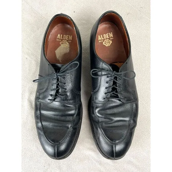 ALDEN Black Leather Lace Up Dress Shoes    Mens Size 10
