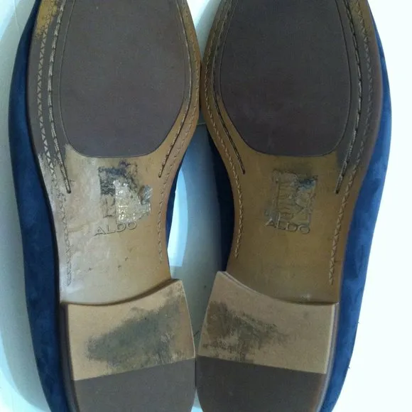 ALDO MENS PRE-OWNED BLUE LEATHER SUEDE SLIP-ON LOAFERS DRESS SHOES SIZE: 11M