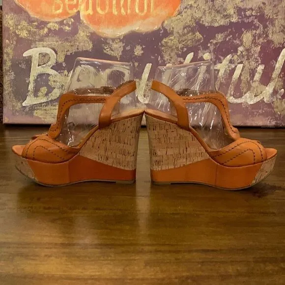 ALDO Orange Chunky Cork Platform Sandals Women’s Size 9.5