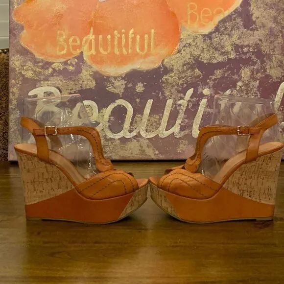 ALDO Orange Chunky Cork Platform Sandals Women’s Size 9.5