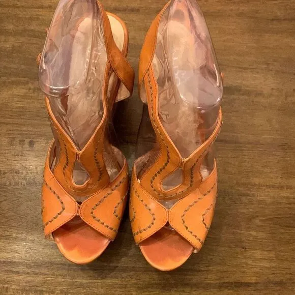 ALDO Orange Chunky Cork Platform Sandals Women’s Size 9.5