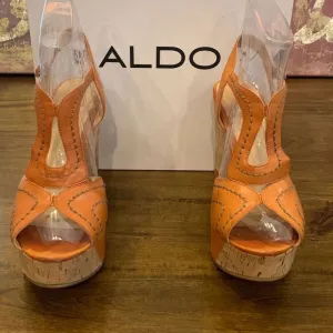 ALDO Orange Chunky Cork Platform Sandals Women’s Size 9.5