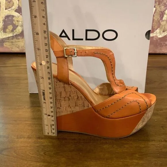 ALDO Orange Chunky Cork Platform Sandals Women’s Size 9.5