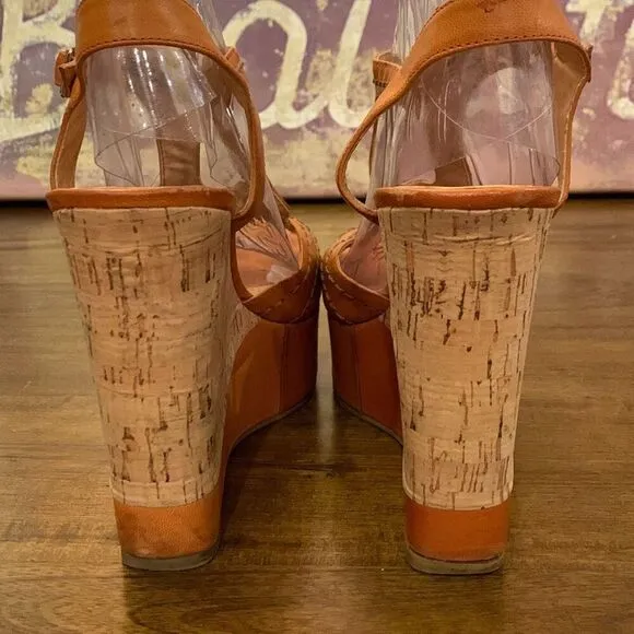 ALDO Orange Chunky Cork Platform Sandals Women’s Size 9.5