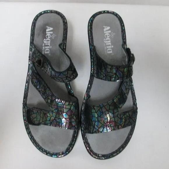 Alegria PG Lite Toti Tectonic iridescent Leather sandals adjustable NEW 38 7.5 8