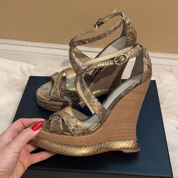 Alexandre Birman Genuine Python Platform Sandals 6