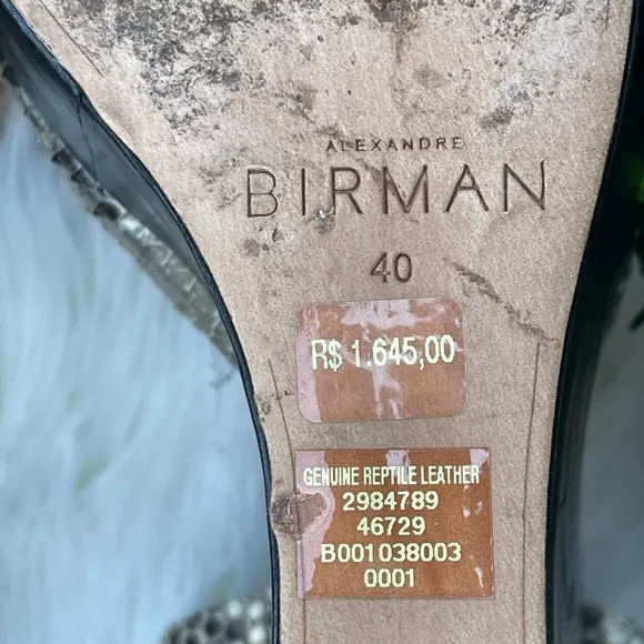 ALEXANDRE BIRMAN Leather Animal Print Tan &amp; Brown Sandals Sz EUR.40, US 9/9.5