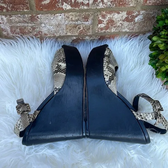 ALEXANDRE BIRMAN Leather Animal Print Tan &amp; Brown Sandals Sz EUR.40, US 9/9.5