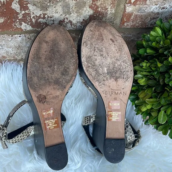 ALEXANDRE BIRMAN Leather Animal Print Tan &amp; Brown Sandals Sz EUR.40, US 9/9.5
