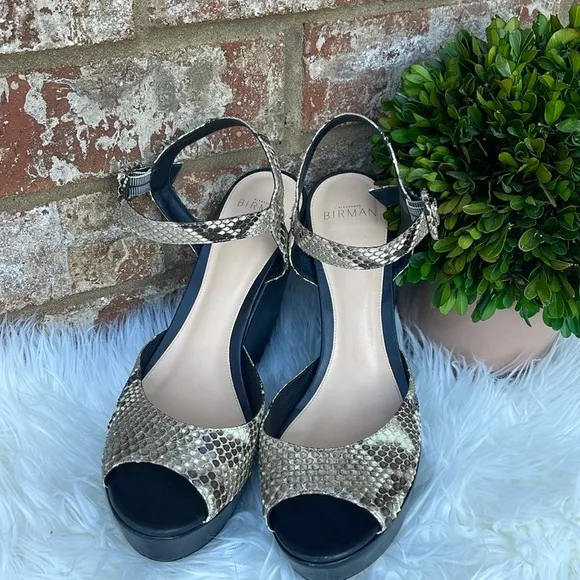 ALEXANDRE BIRMAN Leather Animal Print Tan &amp; Brown Sandals Sz EUR.40, US 9/9.5