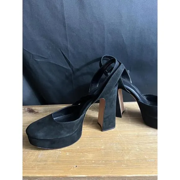 Alexandre Birman Vita Black Suede 4.75&quot; Platform Heel Sandals EUR 39.5/US 9 $695