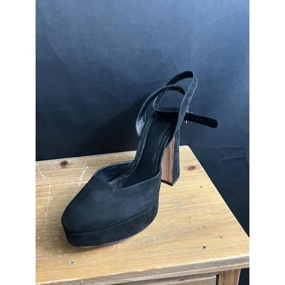 Alexandre Birman Vita Black Suede 4.75&quot; Platform Heel Sandals EUR 39.5/US 9 $695