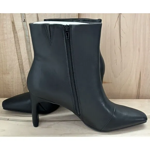 Alfani Womens Terrie Zipper Block Heel Square Toe Ankle Boots Smooth Black 11M