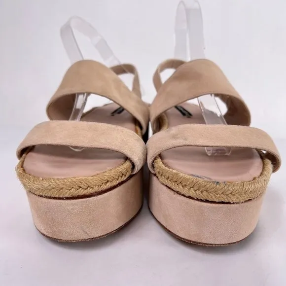 Alice and Olivia Anastasia Blush Pink Suede Platform Espadrille Sandals Size 40