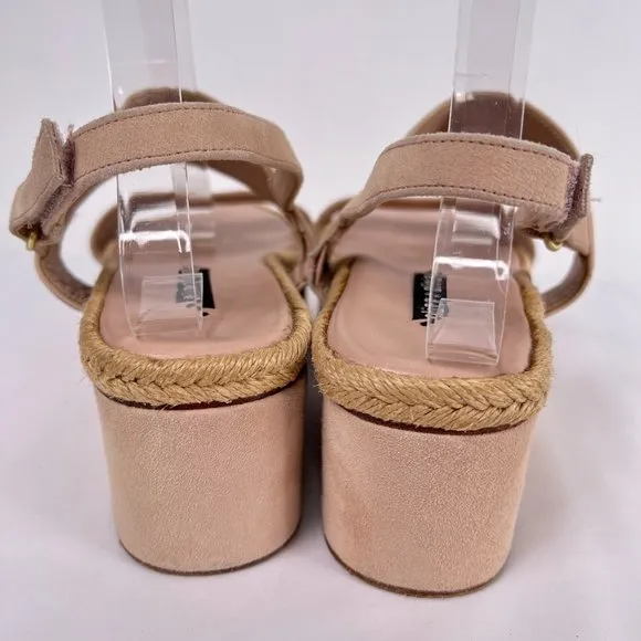 Alice and Olivia Anastasia Blush Pink Suede Platform Espadrille Sandals Size 40