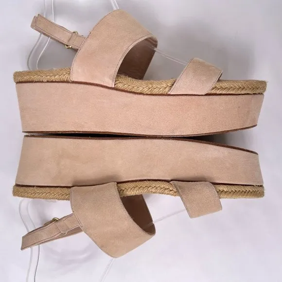 Alice and Olivia Anastasia Blush Pink Suede Platform Espadrille Sandals Size 40