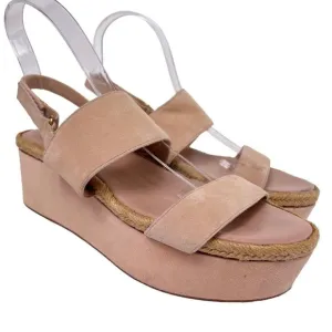 Alice and Olivia Anastasia Blush Pink Suede Platform Espadrille Sandals Size 40