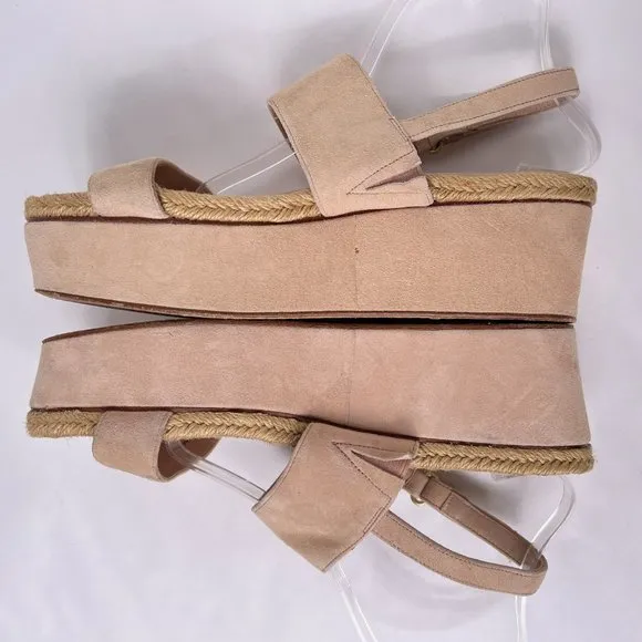 Alice and Olivia Anastasia Blush Pink Suede Platform Espadrille Sandals Size 40
