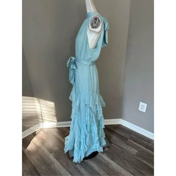 ALICE   OLIVIA Emelia pleated silk halterneck maxi dress