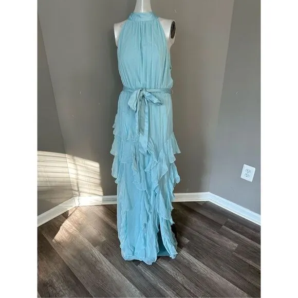 ALICE   OLIVIA Emelia pleated silk halterneck maxi dress