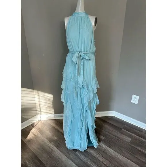 ALICE   OLIVIA Emelia pleated silk halterneck maxi dress
