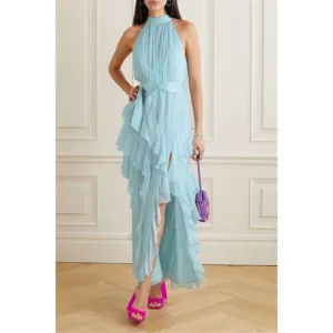 ALICE   OLIVIA Emelia pleated silk halterneck maxi dress