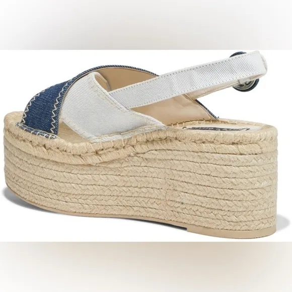 Alice   Olivia Fayen Color-block Denim Espadrille Platform Sandals