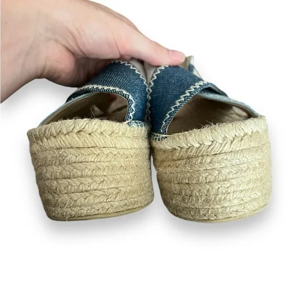 Alice   Olivia Fayen Color-block Denim Espadrille Platform Sandals