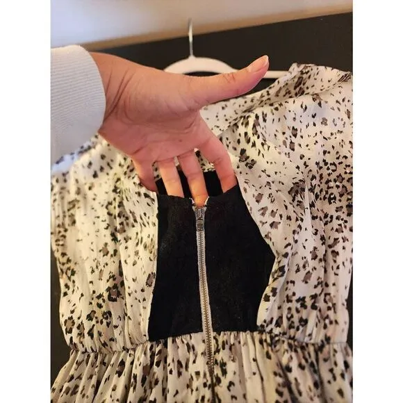 Alice   Olivia Scoop silk lace underlay dress size xs animal print