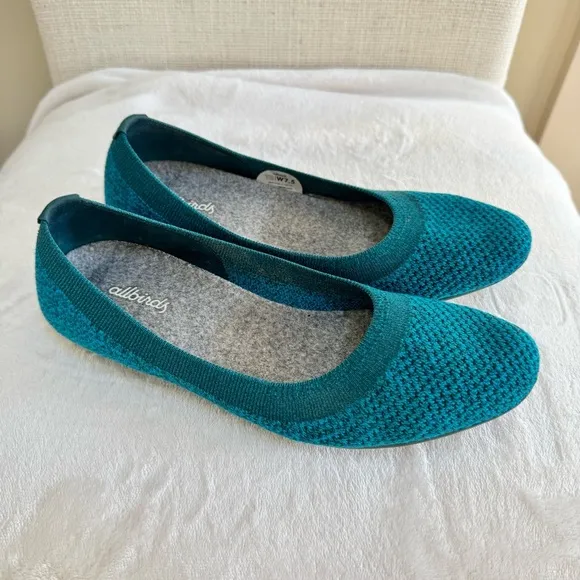 Allbirds Tree Breezers Ballet Flats Slip On Caribbean Blue Shoes Size 7.5