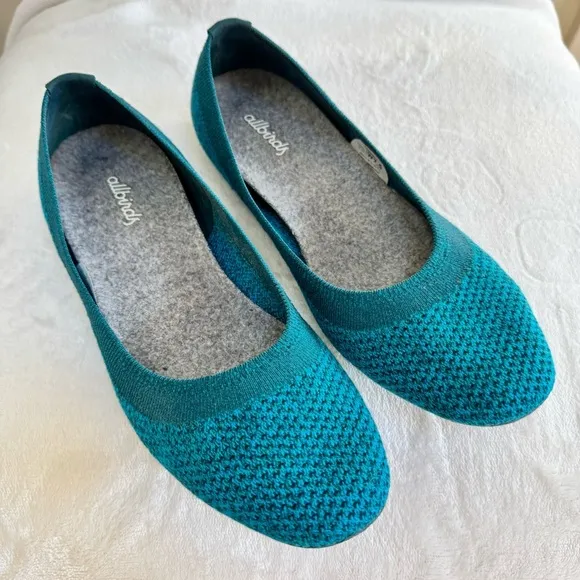 Allbirds Tree Breezers Ballet Flats Slip On Caribbean Blue Shoes Size 7.5