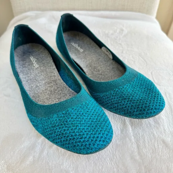 Allbirds Tree Breezers Ballet Flats Slip On Caribbean Blue Shoes Size 7.5