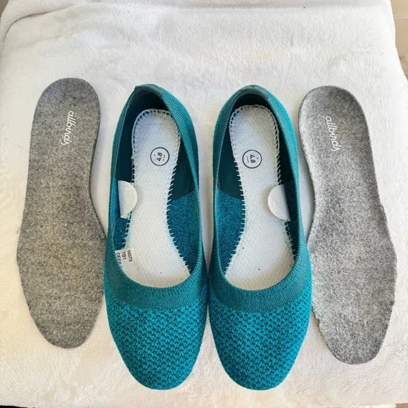 Allbirds Tree Breezers Ballet Flats Slip On Caribbean Blue Shoes Size 7.5