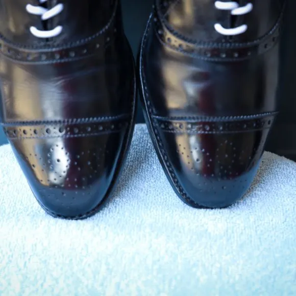 Allen Edmonds 11-D Fairhaven Black and Blue Mens Oxford Dress Shoes