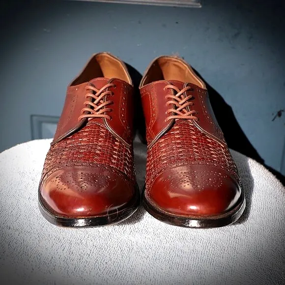 Allen Edmonds 13-AAA Sanford Weave Chili Brown Derby Mens Dress Shoes