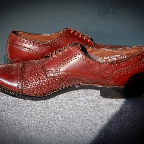 Allen Edmonds 13-AAA Sanford Weave Chili Brown Derby Mens Dress Shoes